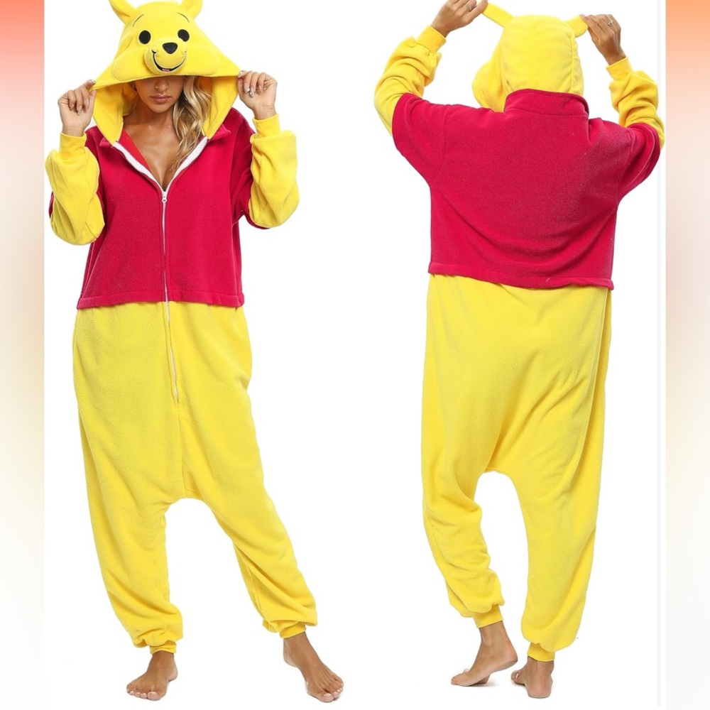 Yellow and Red Hooded Pajama Onesie
